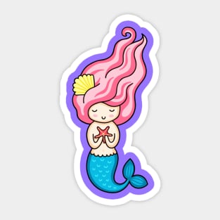 Cute Happy Mermaid Lover - Girly Cute Funny Design Sticker